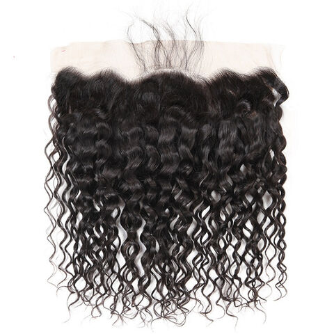 Frontal de encaje con onda de agua natural y baby hair, tejido de cabello humano brasileño al por mayor for sale at factory direct price