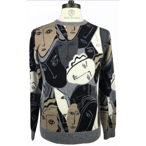 Human Body Intarsia Pattern Buy Wholesale China Men's Human Face Intarsia Allover Pattern Crewneck ...