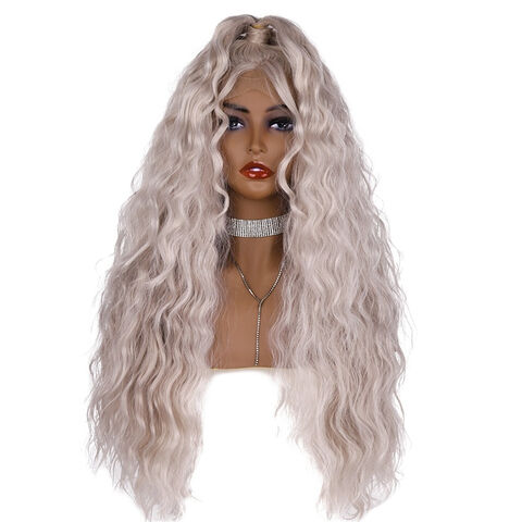 Echthaarperücke mit lockeren Wellen, 180% Dichte, platinblond, Lace-Front-Perücke, silbernes Haar