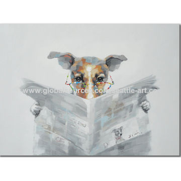 Buy Wholesale China Cute Dog With Newspaper Animal Oil Painting On Canvas  For Home Decor & Cute Dog With Newspaper Animal Oil Painting at USD  |  Global Sources