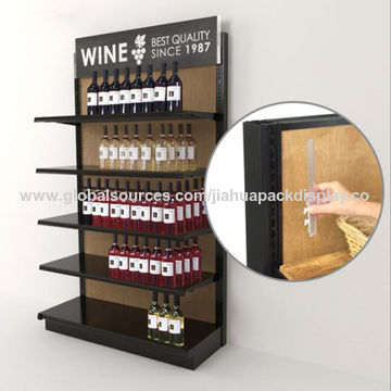 Liquor Store Gondola Shelving Units 36 Inch Wide End Cap Wooden