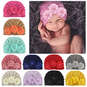 Buy Wholesale China Baby Autumn And Winter Hair Accessories Wool India Hat  Child Baby Head Cap With 3 Pcs Flower & Baby Hat, Baby Head Cap,baby Turban  at USD  | Global Sources