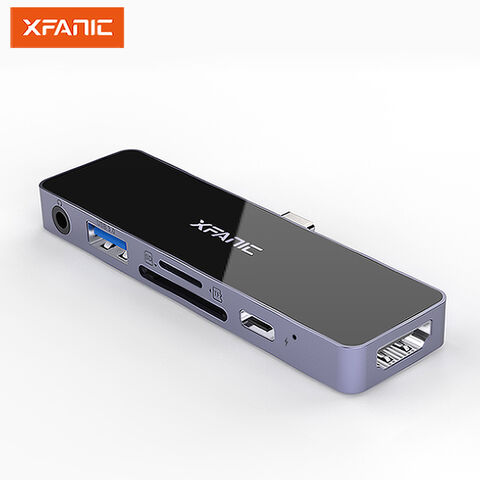 Adaptateur Hub USB 6 Ports, USB-C vers HDMI+AUX3.5+USB3.0+TF/SD+PD complet pour iPad Pro