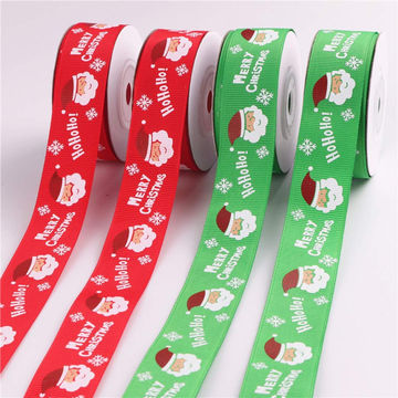 Ho Ho Ho Christmas Ribbon,Santa Claus Printed Grosgrain Ribbon 1 Santa Ribbon
