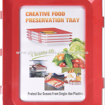 Buy Wholesale China Reusable Plastic Creative Food Fresh Storage Vacuum  Preservation Clever Serving Tray With Lid & Food Tray Plastic Preservation  Tray Kitchen Tools at USD 1.8