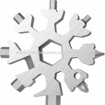 18 in 1 Snowflake Design Key Chain Hex Screwdriver Stainless Multi-Tool Black 