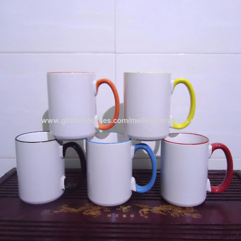 Grande Tasse En Grès Bleu - Motif Fleuri Gaufré - Signature - Occasion