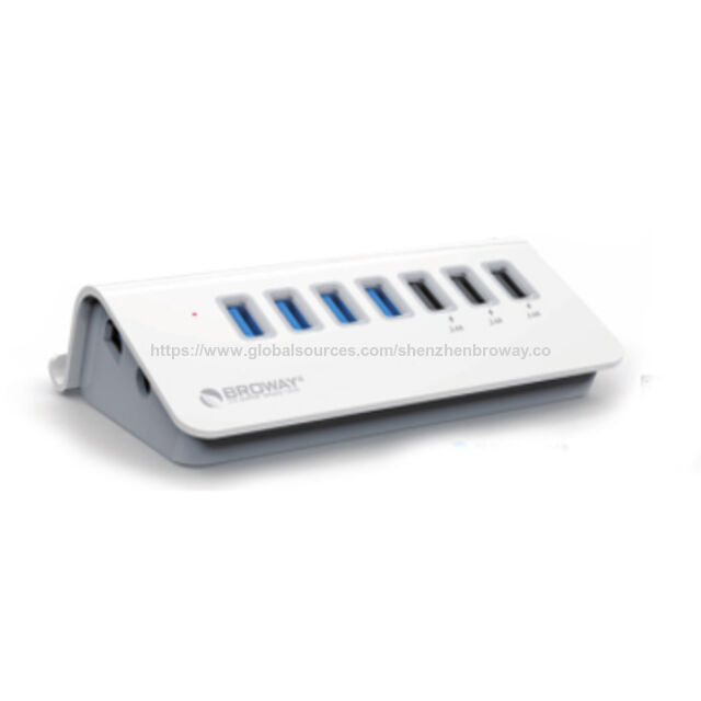 Concentrador USB 3.0 de 4 puertos Broway + Cargador de 3 puertos con salida de 2.4A para expandir el concentrador USB de PC y portátil