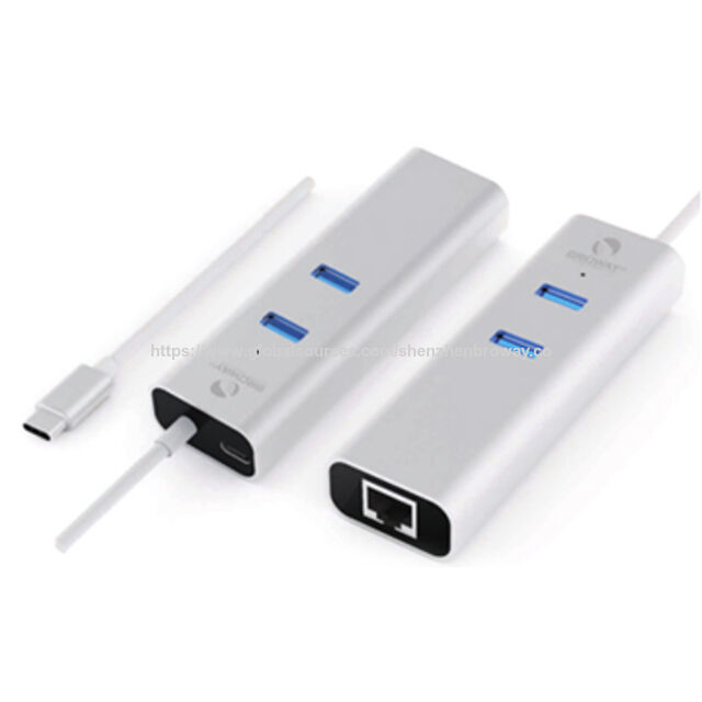 Concentrador USB 3.0 de Aluminio Broway Tipo C a 2 Puertos con Convertidor Ethernet + 1 Puerto PD Hub USB Multi-puerto for sale at factory direct price
