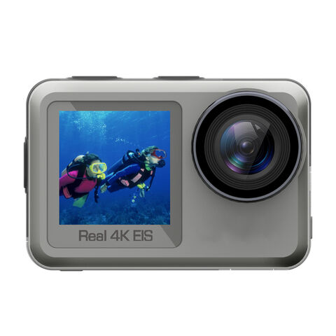 Action Camera 4K 60FPS Dual-Screen 8M Bare Waterproof 40M Waterproof Underwater Camera with Touch Screen,EIS Vlog Camera Camcorder with 2 1350mAh Batteries and Mounting Accessories Kit 