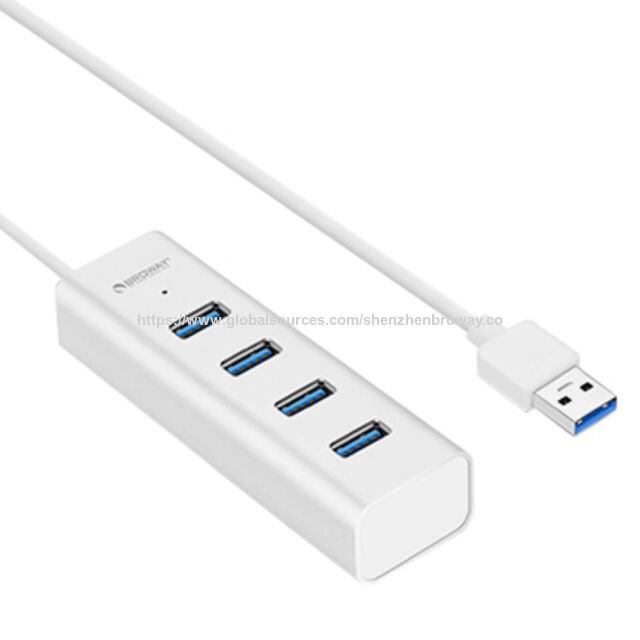Concentrador USB 3.0 Broway de 4 puertos, HUB Tipo A de Aluminio