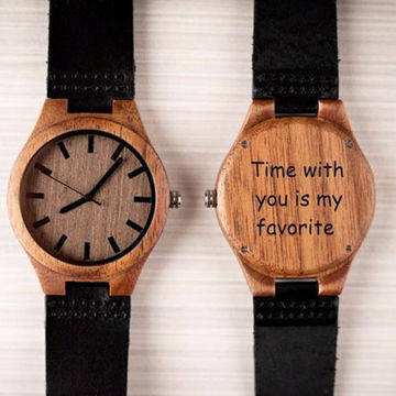 engraved-mens-wooden-watch-black-leather-with-blue-stitching/