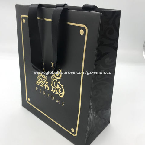 Bolsa de papel ecológica OEM + Negra + Bolsa de compra para regalo y compras al por mayor for sale at factory direct price