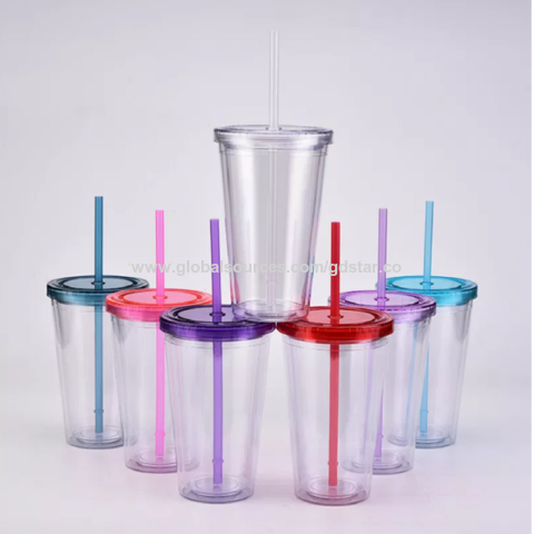 Drinking Cup With Lids And Straws,23Oz/670ml Smoothie Cups, Iced Coffee Cup,Reusable  Water Bottle Skinny Tumbler for Juice/Smoothies/Tea/Milk 