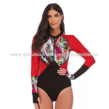 Buy Wholesale China Wholesale Plus Size Swimwear Printed Front Zip Ladies Splice Long Sleeve Swimsuit Piece Swimsuit & Plus Size Swimwear at USD | Global Sources