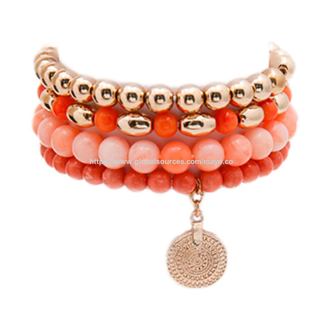 Elastische Perlenarmbänder aus Modeschmuck mit Charm-Anhängern