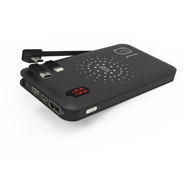10000mAh Powerbank mit Schnellladung und Kabel, Tragbares Ladegerät 10000mAh mit Wireless Charging