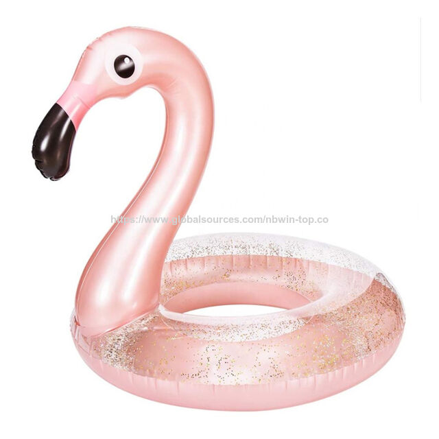 Kreativer aufblasbarer PVC-Schwimmreifen mit transparentem Glitzer-Flamingo-Design