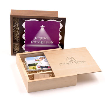 Handmade wedding wood photo box for USB Drive for wedding 