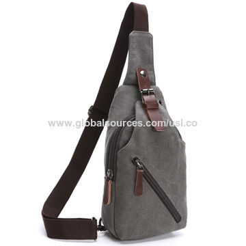 Men Canvas Sling Pack Chest Shoulder Crossbody Bag Backpack Coffee One Size in Black | Small