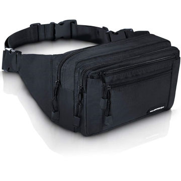 Large Waterproof Black Waist Bag Fanny Pack for Men Women Belt Bag