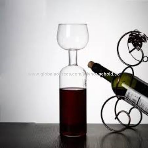 Amazon.com | Zhouchou It's Wine O'Clock - Wine Bottle Shaped Glass Novelty  Gift - Fits a Whole 750ml Bottle of Wine!!!! (1): Wine Glasses