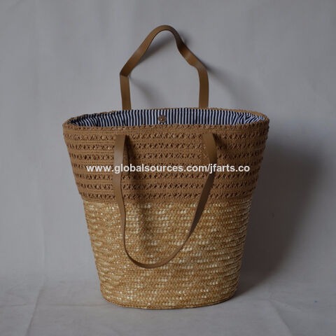 natural straw tote bag