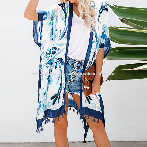 Buy Wholesale China Wholesale Women Bohemian Print Open Front Loose Kimono Cover  Up Beach Dress & Women's Beach Cover Up at USD 7 | Global Sources