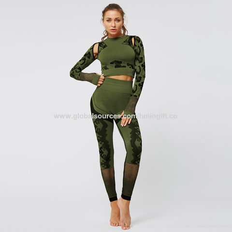 Buy Wholesale China Seamless Camouflage Hollow Long Sleeve Compression ...