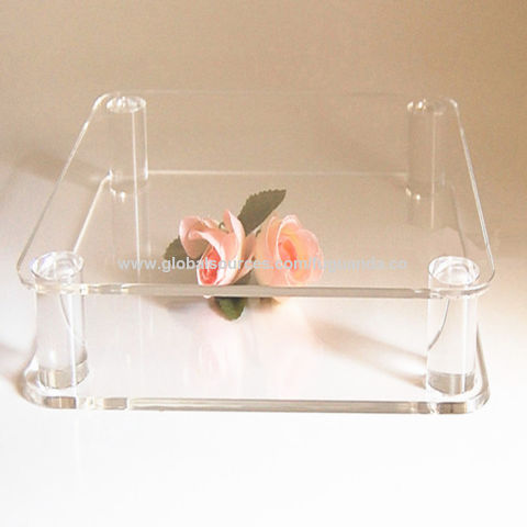 Support de boîte à gâteau en acrylique transparent, présentoir à gâteau en