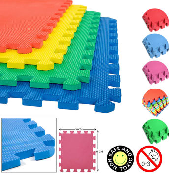 Soft Play Kids EVA Floor Jigsaw Puzzle Mats Multicolored/Black & White 30x30cm 