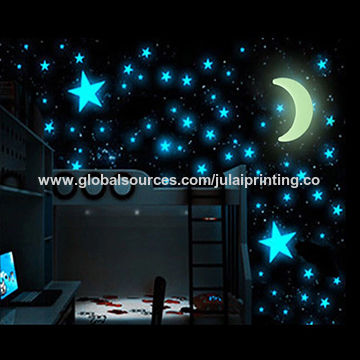 Stars and Moon Luminous Wall Stickers Glow In Dark Planet Space Bedroom  Decal CO