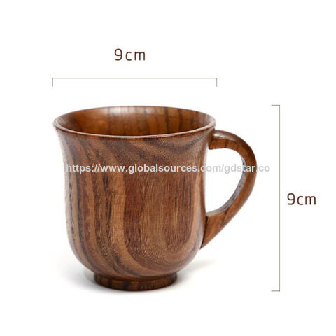 Taza de madera natural ecológica para agua, cerveza, té, leche, desayuno, café - Taza de té de madera