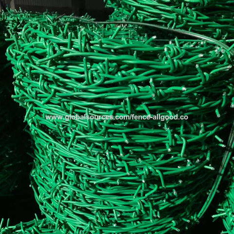 Venta de fábrica, cercado de alambre de púas de acero galvanizado y plástico verde para cercado de tierra