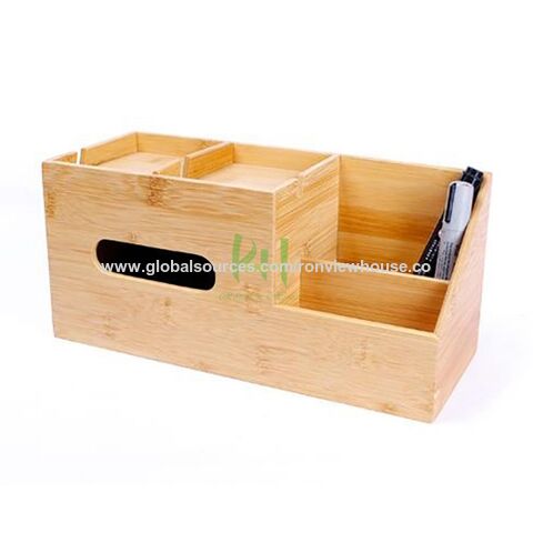 Caixas de Armazenamento de Bambu de Fujian Empilháveis ​​que Economizam Espaço, Caixa de lenços de papel, adequada para colocar canetas, tesouras, etc. na mesa