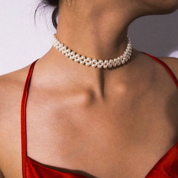 Gold-Plated White Pearl Choker Necklace Set - Classiques - 4250456