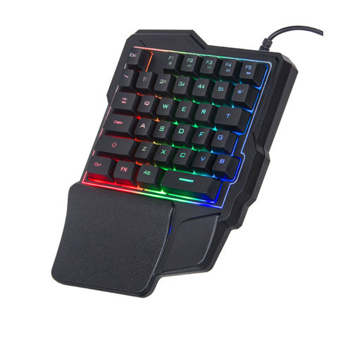 Mini 35Keys RGB Backlight Small Keyboard Single Hand Gaming Keyboard for  Games