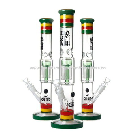 China 14 inches glass bong straight tube 8 arms perc smoking water ...