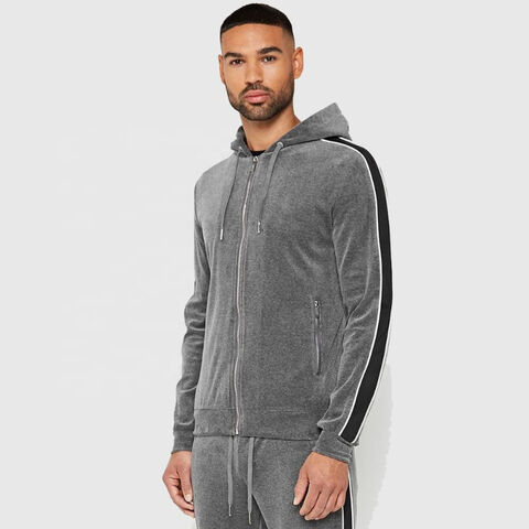 Plus Funnel Neck Zip Through Velour Tracksuit