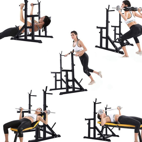 Sports Adjustable Squat Rack Stand Power Tower Strength Training Workout Equipment for Home & Gym Max Load 600lbs Barbell Rack 