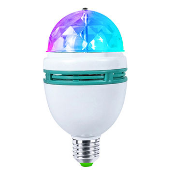 3W E27 RGB Crystal Ball Auto Rotating LED Stage Light Bulb Disco Party Bulb Lamp 