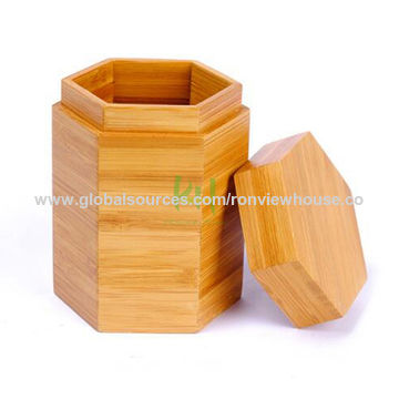 Bambusbehälter, sechseckige Form, geeignet für Teeblätter, Süßigkeiten, Nüsse usw. - Bambusdosen im Großhandel. for sale at factory direct price