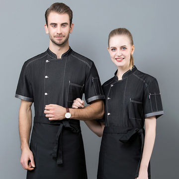 Chef Coat Short Sleeve Unisex Restaurant Hotel Work Uniform Jacket Top Waiter 