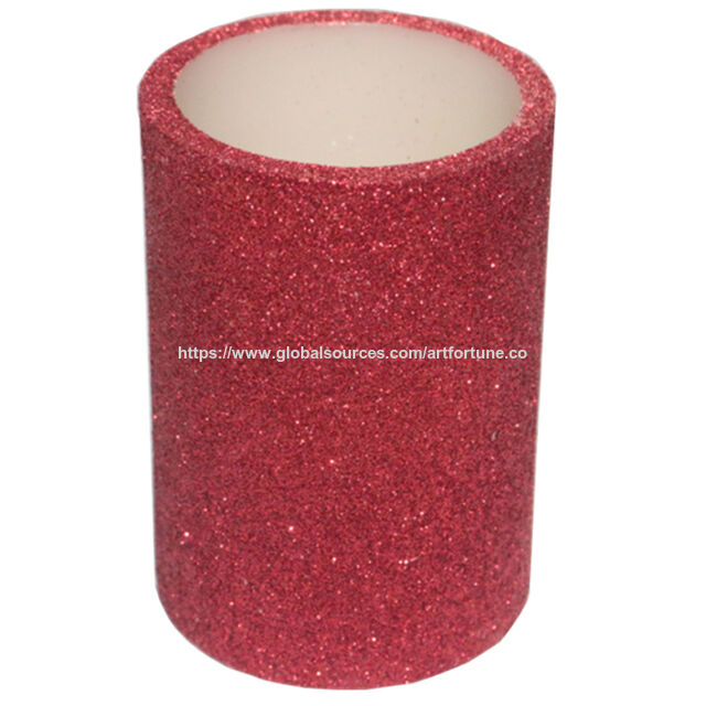 Bougie LED, Bougie LED sans Flamme à Piles 7.5*14cm avec Laque Rouge pour la Décoration de la Maison