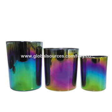 Buy Wholesale China Colorful Iridescent White 10oz Glass Candle Jars  Wholesale & Luxury Empty Glass Candle Jar at USD 0.89