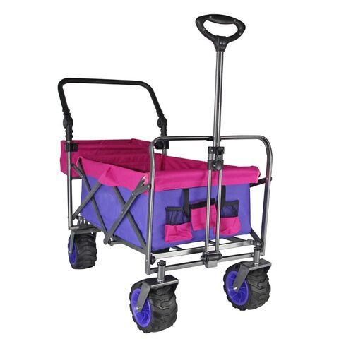 for Shopping Red Folding Trolley Cart TMZ Utility Folding Wagon Camping Collapsible Garden Cart and Outdoor Activities with a Push Handle 