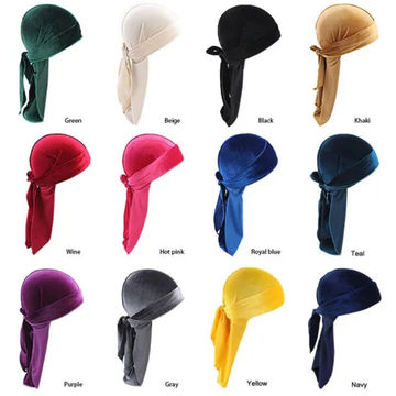China Velvet Durag Cap Headwraps with Long Tail and Wide Straps Perfect ...