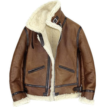 B3 One-piece Sheepskin Fur Japanese Retro Warm Leather Jacket