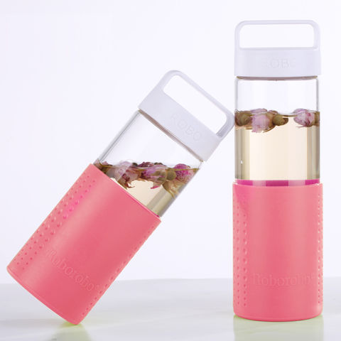 Reusable Borosilicate Glass Water Bottle with Silicone Sleeve