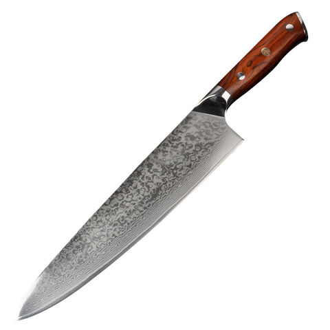 Couteau Gyuto Damas 10", Acier Damas Japonais AUS-10, Couteau de Chef, Ensemble de Couteaux de Cuisine, Manche en Bois